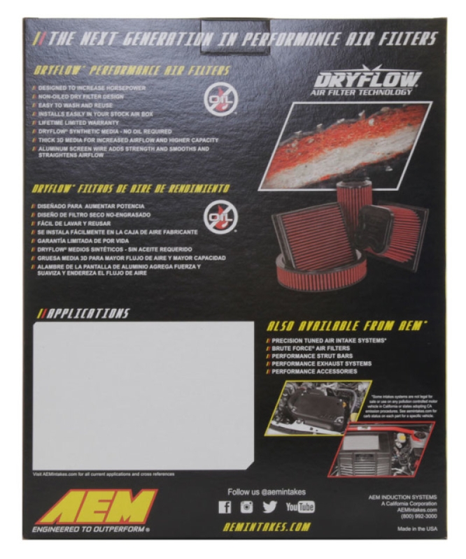 AEM IND Drop in Air Filters